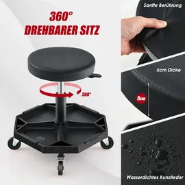 Costway Werkstatthocker 150 kg belastbar, höhenverstellbar, Schwarz