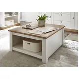 Lomadox Landhaus Couchtisch Mit Klappe & Stauraum Linares-61 In Pinie Weiß / Wotan Eiche Nb. - B/h/t Ca.: 95/50/95 Cm