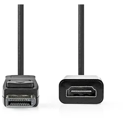 Nedis Displayport-Kabel - DisplayPort Stecker - HDMI Ausgang - 1080p - Vernickelt - 0.20 m - Rund - PVC - Schwarz - Umschlag