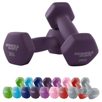 Miweba Sports Neopren Hantelset NKH100 | Profi Hantel - Hexagon Hanteln Set - Kurzhanteln - Kurzhantel Set - Gymnastikhanteln - Hantel Set - Dumbbell - 0,5-10 Kg (2X 2.0 kg, Lila)