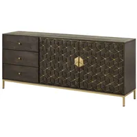 Massivmoebel24 Sideboard Mango 180x40x77 grau geölt diamond 110