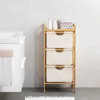 Navaris Badregal Regal aus Bambus mit Körben - 96x44x33cm
