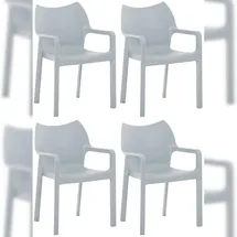 CLP Gartenstuhl Diva Kunststoff hellgrau 4er Set