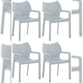 CLP Gartenstuhl Diva Kunststoff hellgrau 4er Set