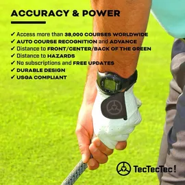 TecTecTec ULT-G multifunktionale GPS-Golfuhr, LC-Display, Golfplätze in aller Welt vorinstalliert