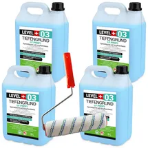 Hangato GmbH Level+ 20L Tiefengrund Profi LF Gebrauchsfertig +Farbroller 25cm Mikrofaser RM03