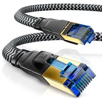CSL - 10m CAT 8 Netzwerkkabel Flach und Dünn - Lan Kabel für 40 Gigabit High Speed, Internetkabel, Flachbandkabel, Verlegekabel - 40 Gbps Cat.8 RJ45 Kabel für Switch Router Modem PC, 10 Meter Schwarz