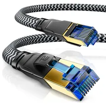 CSL - 10m CAT 8 Netzwerkkabel Flach und Dünn - Lan Kabel für 40 Gigabit High Speed, Internetkabel, Flachbandkabel, Verlegekabel - 40 Gbps Cat.8 RJ45 Kabel für Switch Router Modem PC, 10 Meter Schwarz