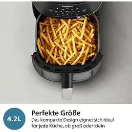 Philips 2000 Series Airfryer NA221/00 schwarz/silber 4,2 L mit Sichtfenster