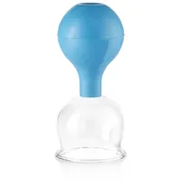 PULOX Schröpfglas aus Echtglas mit Saugball in Blau, 62mm - Medizinische Profi-Schröpfgläser