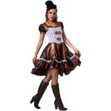 dressforfun Kostüm Frauenkostüm Steampunk Lady, Kurzärmeliges Satinkleid in hellen und dunklen Farbtönen braun M | M