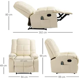 Homcom Massagesessel Fernsehsessel Kunstleder 94 x 99 x 99 cm Beige