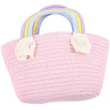 VINTORKY Gewebte Tasche Picknickkorb Mit Decke Marktkorb Kleiner Korb Mit Henkel Gartenkörbe Zum Sammeln Von Gemüse Gewebte Umhängetasche Aufbewahrungstasche Beutel Baumwollfaden Strand