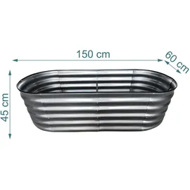 Relaxdays Hochbeet Oval 150 x 45 x 60 cm Anthrazit