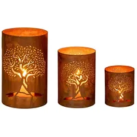 levandeo Windlichter Rost 3er Set Teelichthalter Lebensbaum Gartendeko Rostdeko Edelrost Kerzenhalter Tischdeko