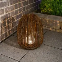 Esotec Solar Rattanleuchte Isabella 40 Crackle Bruchglas Kugel Boho-Stil