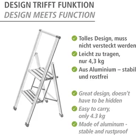 Wenko Alu-Design Klapptrittleiter 2 Stufen weiß