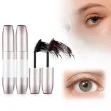 Wimperntusche, 2024 New Wimpernserum, Wasserdicht Mascara, Langanhaltende Wasserfeste Wimperntusche mit 4D-Faser (Schwarz+Kaffee, 8g)