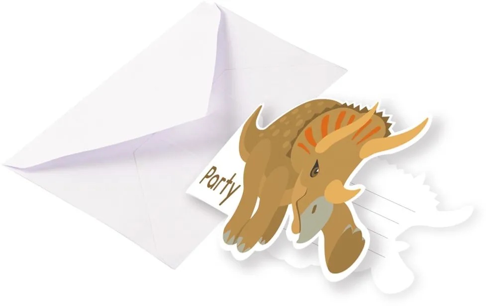 Amscan - 8 Einladungskarten & Umschläge "Happy Dinosaur"