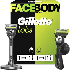 Gillette Labs Rasierer Herren für Gesichts, Körper, Duo Pack, Schwarz/Grün