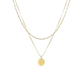 KUZZOI Halskette Herren Layer Figaro Venezianer Plättchen 925 Silber Gold