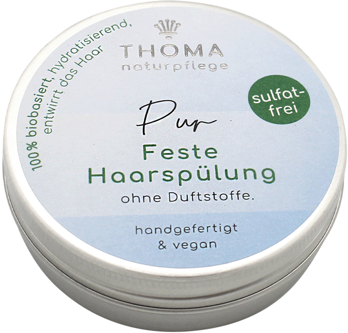 Feste Haarspülung – Pur, THOMA Naturseifen-Manufaktur, handgefertigt & vegan, ohne Duftstoffe, Aludose