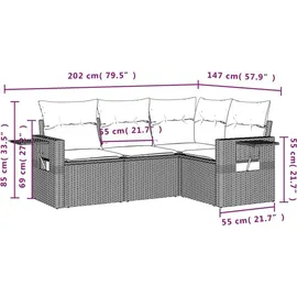 vidaXL Gartensofa-Set 4-tlg. grau