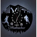 Designbysh Fußball Fan LED Wanduhr Offenbach Fanartikel Wanduhr Geschenk Fußballfan