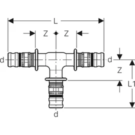 Geberit Mepla T-Stück Fitting Schwarz