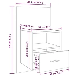vidaXL Wand-Nachttische 2 Stk. Betongrau