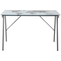 Möbilia Schreibtisch »Tullia«, mit Weltkartenaufdruck auf der Tischplatte, grau