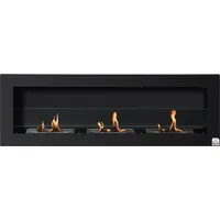 Homcom Wandkamin Mit Bioethanol, 3 Brennern, 3 Stunden Brenndauer, Abmessungen 120 X 15 X 40 Cm, Einbauausführung In Schwarzem Edelstahl
