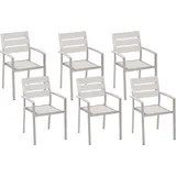 Beliani Gartenstuhl Kunststoff weiß/silber 6er Set