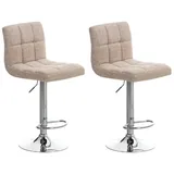 CLP 2er Set Barhocker Peru 2er Set drehbar höhenverstellbar Stoff Creme