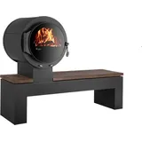 KANUK | Kaminofen Kanuk - Bank | Buchenholz / Eiche rustikal  | 8 kW