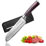 Kitory Santokumesser Kochmesser Klingenlänge 17 cm, Japanisches Santoku Messer, Scharfer Küchenmesser Ergonomischer Griff mit Geschenkbox und Klingenschutz