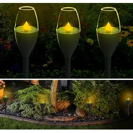 stephans möbelbörse 3er Set LED Solar Fackel Gartenfackel Wegeleuchte Solarfackel Leuchte Licht 38cm