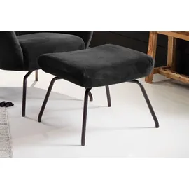 KAWOLA Ohrensessel LOTTE Velvet 79 x 117 x 80 cm Schwarz mit Hocker