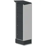 Thur Metall Akku-Ladeschrank, Outdoor IP 44, HxBxT 2000 mm x 600 mm x 500 mm, Münzpfandschloss, lichtgrau/grau metallic