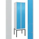 C+P Z-Spind Classic PLUS, Gestell, 4 Abteile, HxBxT 212x60x50cm, Zylinderschloss, Hellgrau/Lichtblau von PROREGAL