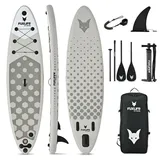 FUXLIFE by FUXTEC SUP Board FX-SUP320D1 | Stand Up Paddle Board | aufblasbar | 150 kg | 320 x 81 x 15 cm | Set grau - Grau