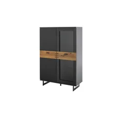 Highboard  Malina , grau , Maße (cm): B: 90 H: 134 T: 37