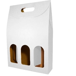 25x Leere weiße Kartonbox für 3 Weinflaschen 27x9x40cm - Verpackung für Weinflaschen für Weihnachts-, Oster-, Geburtstagsgeschenke, für Weinkeller