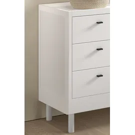 Vipack Schubkastenkommode 3-türig 100 x 95 x 55 cm Buche massiv weiß
