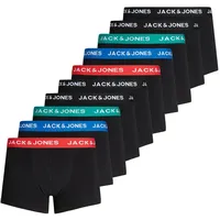 JACK & JONES JACHUEY TRUNKS Baumwoll-Stretch Rot/Blau/Petrol/Schwarz L 10er Pack
