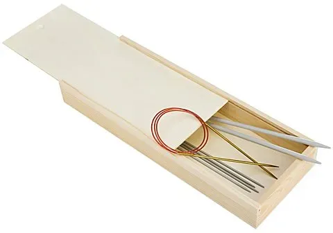 Strumpfstricknadel-Box aus Holz, 32 x 12 x 4 cm