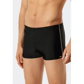 SCHIESSER Badehose "Nautical Casual", Herren, Gr. 10, N-Gr, schwarz (000, schwarz), Baumwolle, Elasthan, unifarben mit Farbeinsatz, Badehosen Badehose, mit seitlichen Streifen
