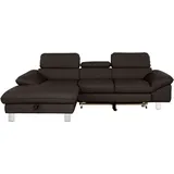 Cotta Ecksofa "Driver L-Form", braun, B:268cm H:73cm T:169cm, LEDER BEEFY (ein abgedecktes Spalt-Rindsleder) im Sitz und Rücken (Korpus in Kunstleder);Luxus-Kunstleder;Kunstleder SOFTLUX;Leder Pampas (echtes Rindsleder), Rückseite mit schwarzem Spannstoff