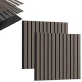 HENGMEI Akustikpaneele Holz Wand Holzpaneele 2er Set Wandpaneele Lamellenverkleidung Wandverkleidung aus Holzfunier und Filz Innendekoration Schalldämmend(60 x 60 cm, Eiche)