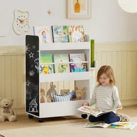 aiyaplay Kinderregal mit 4 Regalen 32,5 x 86,5 x 66,5 cm MDF lackiert matt weiß